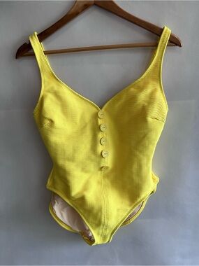 Vintage La Blanca Yellow Ribbed One Piece Swimsuit